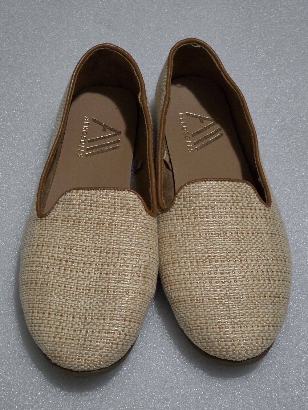 AEROSOLES Beige Woven Slip-On Loafers